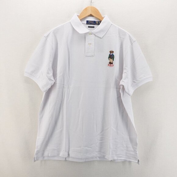 Polo Ralph Lauren Men's Slim Fit Polo Bear Polo Shirt White XXL